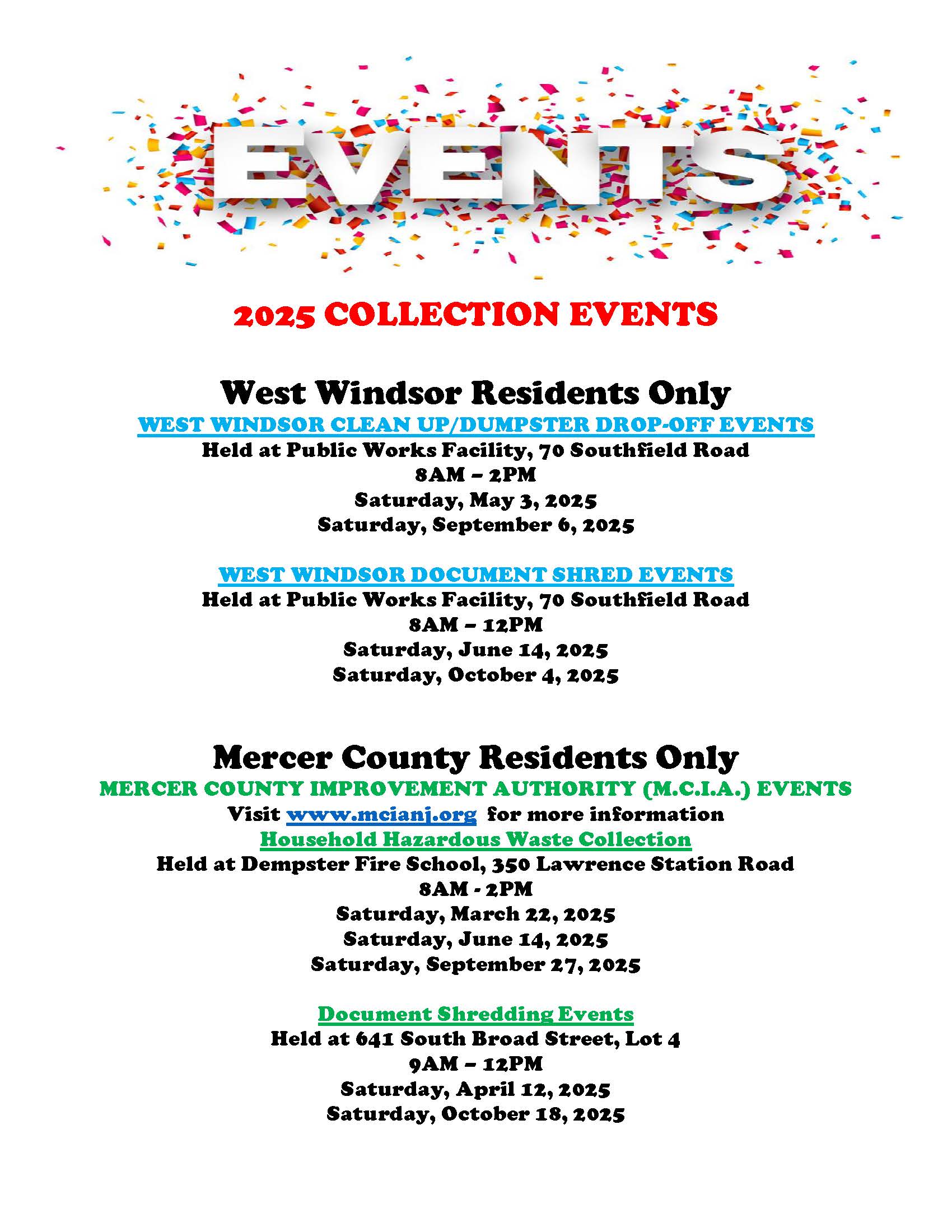 Collection Events 2025